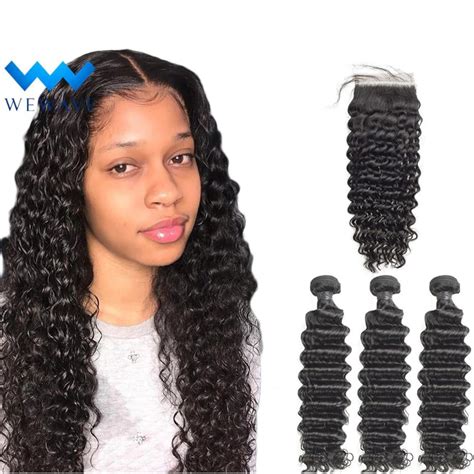 Wet and wavy bundles with closure 30 inch Deep Wave Human Hair | Etsy