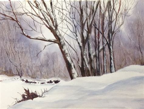 Winter Snow Scene Watercolour By Jm Rypstra Landscape Paintings