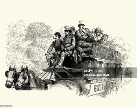People Travelling On A Horsebus Or Horsedrawn Omnibus Victorian History