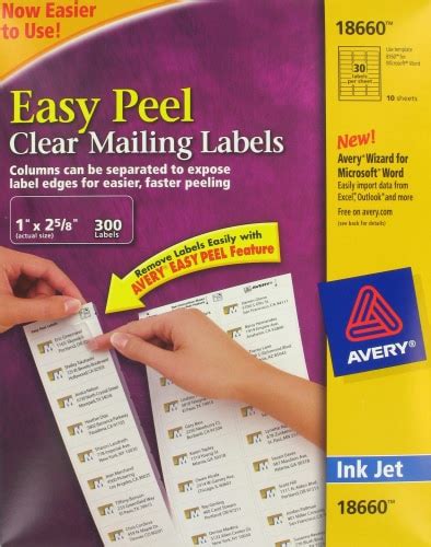 Avery® Easy Peel Ink Jet Mailing Labels Clear 300 Ct Ralphs