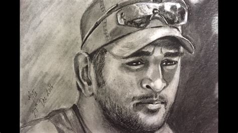 How To Draw Ms Dhoni Indian Cricket Player Youtube