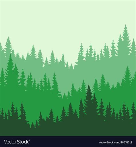 Green Pine Trees Forest Evergreens Firs Woodsy Vector Image