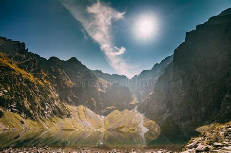 Tatra National Park Poland Calm Lake Czarny Staw Under Rysy And