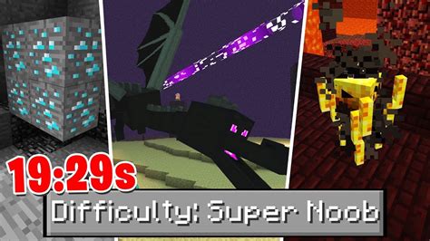 I Tried The Minecraft Super Noob Difficulty Speed Run Youtube