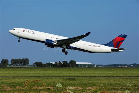 Delta Airlines Plane Taking Off From Amsterdam Airport Schiphol Ams
