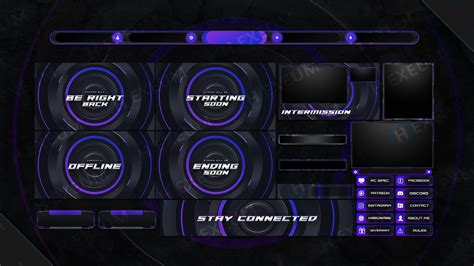 Clean Purple Twitch Overlay Package Webcam Screens Panels Etsy