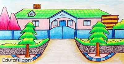 Gambar mewarnai rumah bertingkat ~ sangat menyenangkan, rumah bertingkat nan artistik bisa kita gambar dengan mudahnya melalui langkah demi langkah yang praktis dan detail. Cara Menggambar Sekolah Yang Bagus - Nusagates