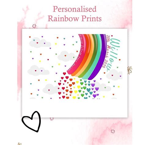 Personalised Rainbow Print Babys Or Childrens Room Etsy