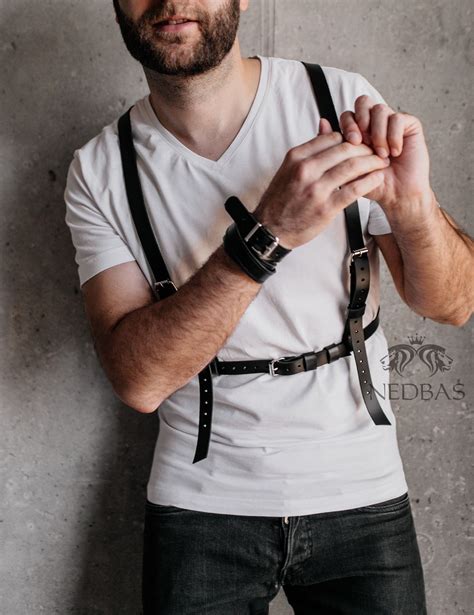 Mens Harness Suspendersleather Suspenders Harnessblack Etsy