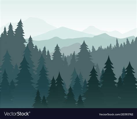 Pine Forest And Mountains Royalty Free Vector Image Forest