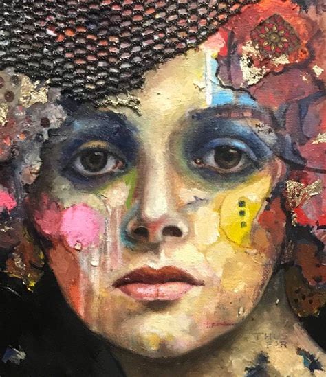 Mixed Media Print On Canvas With Gold 12x12 Etsy Portrait Art