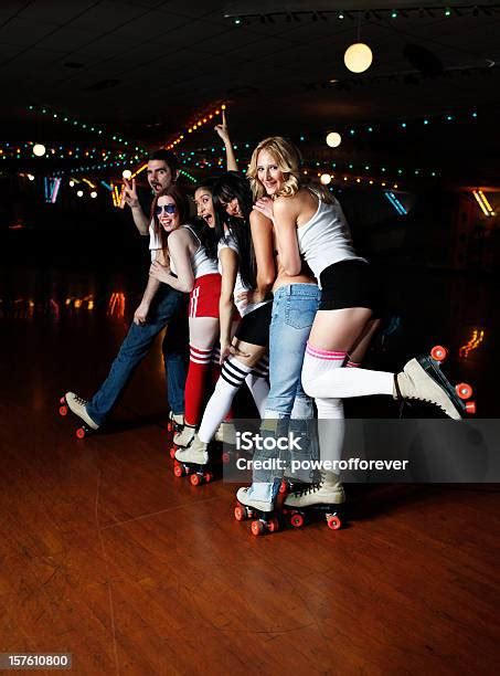 Retro 70s Roller Disco Conga Line Stock Photo Download Image Now