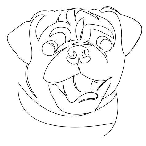 One Continuous Single Drawing Line Art Doodle Animal Pet Dog Pug Dog