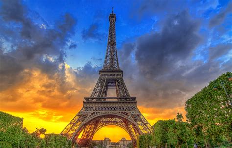 Wallpaper The Sky Trees Sunset France Paris Eiffel Tower Paris