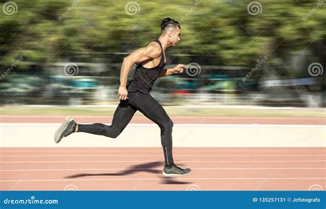 Man Running Fast Stock Image Image Of Determined Performance 135257131