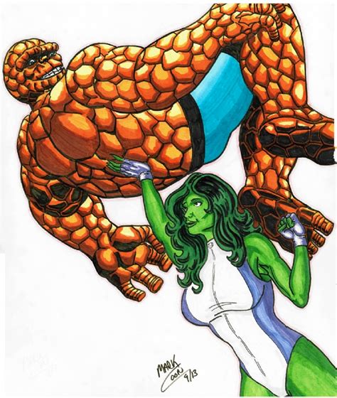She Hulk And The Thing In Mark Coon S Comic Heroes And Villains Comic Art Gallery Room