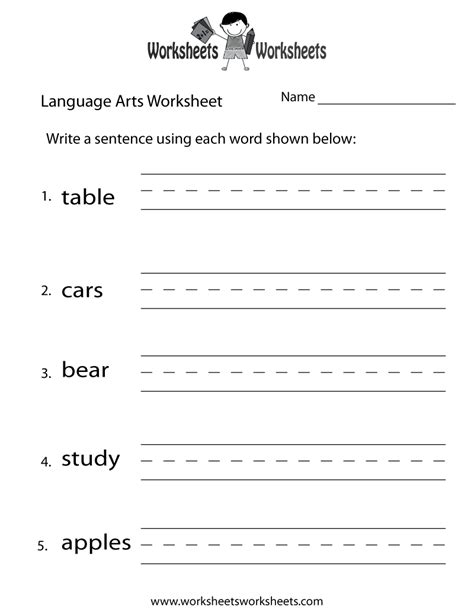 Free Printable Language Arts Worksheets For High School
