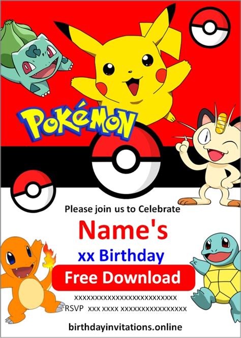 Free Editable Template Pokémon Invitation 01 2023 Ph