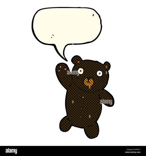 Cartoon Cute Black Teddy Bear With Speech Bubble Stock Vector Image