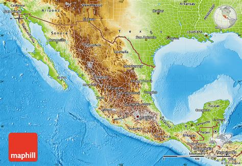 Mexico map of cities and roads. Physical Map of Mexico