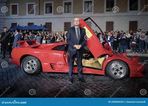 Guglielmo Marchetti Aboard a Lamborghini Super Car Editorial Stock