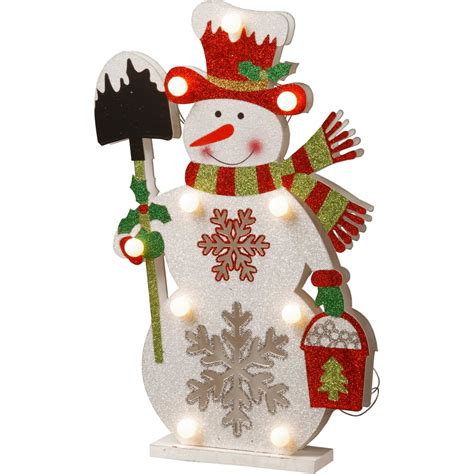 National Tree Co Pre Lit 17 In Wooden Snowman Wall And Decoractive