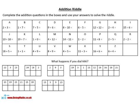 Addition Riddles Ks2 Maths Worksheets Teaching Resources