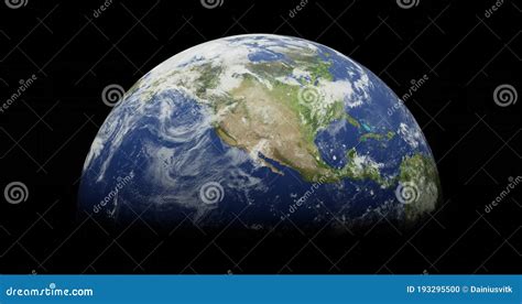 Planet Earth From Space In Front View Realistic World Globe Spinning