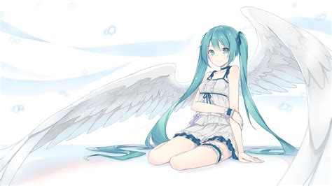 Wallpaper Drawing Illustration Long Hair Anime Wings White Dress