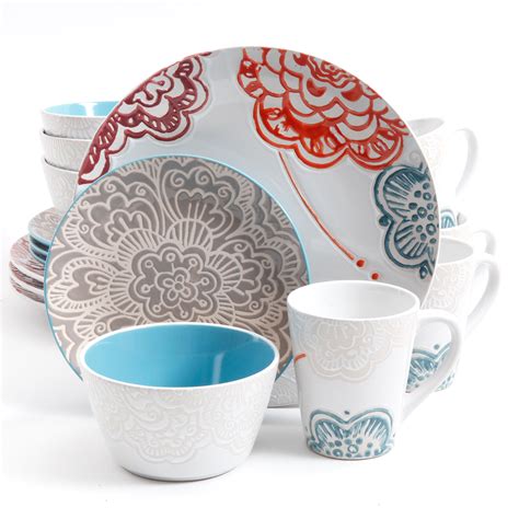 Gibson Aria Floral 16 Piece Dinnerware Set Home Dining