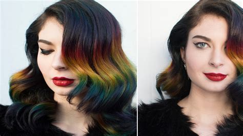 Rainbow Ombré Hair Color Technique With Brunette Roots Photos Glamour