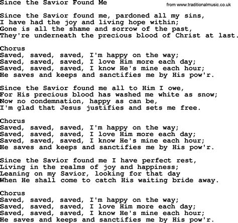 Baptist Hymnal Christian Song Since The Savior Found Me Lyrics With PDF For Printing