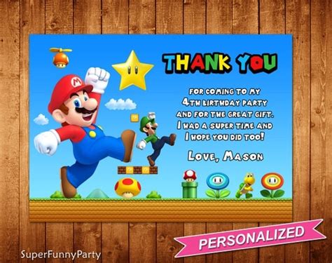 Super Mario Thank You Card Super Mario Thanks Card Super