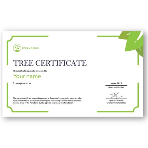 3 Trees Planting Certificate - Treevotion