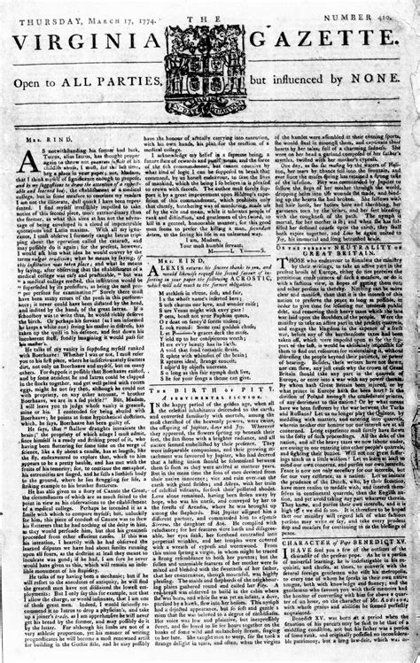 Virginia Gazette: Rind, March 17, 1774, pg. 1 | The Colonial