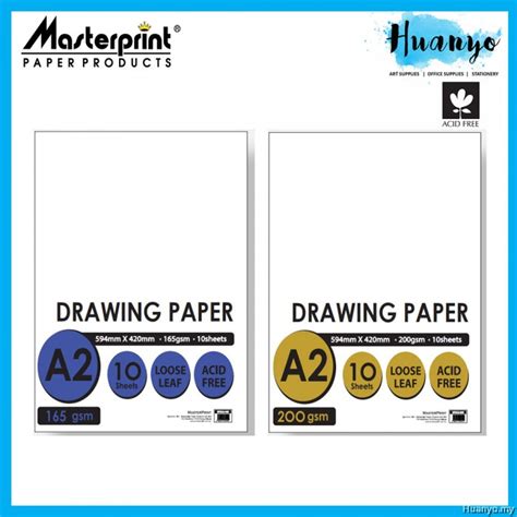 Masterprint A2 Drawing Paper Sheet Pack 165gsm 200gsm 10 Sheets