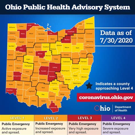 Ohio Public Health Advisory System Map 07302020 City Of Bedford Oh