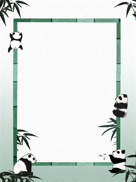 Cute Animal Panda Bamboo Border Background Wallpaper Image For Free