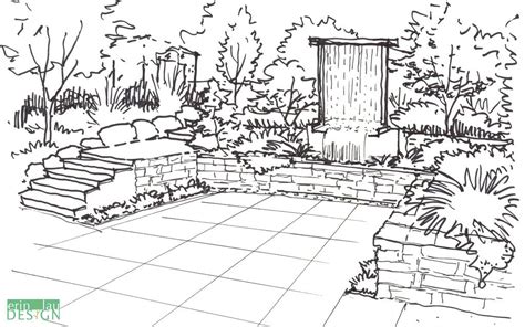 Share your art and connect. Vertical waterfall patio sketch | Perspective sketch ...