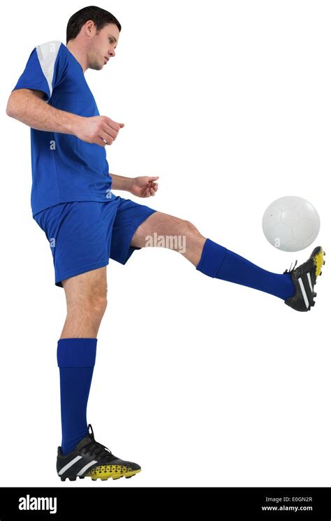 Football Player In Blue Kicking Stock Photo Alamy