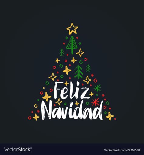 Feliz Navidad Handwritten Phrasetranslated From Vector Image