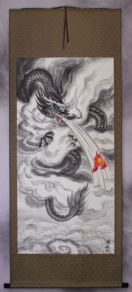 Flying Chinese Dragon Asian Wall Scroll Tigers And Dragons Paintings