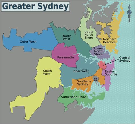 Sydney Zone De Carte Carte De La Région De Sydney Australie