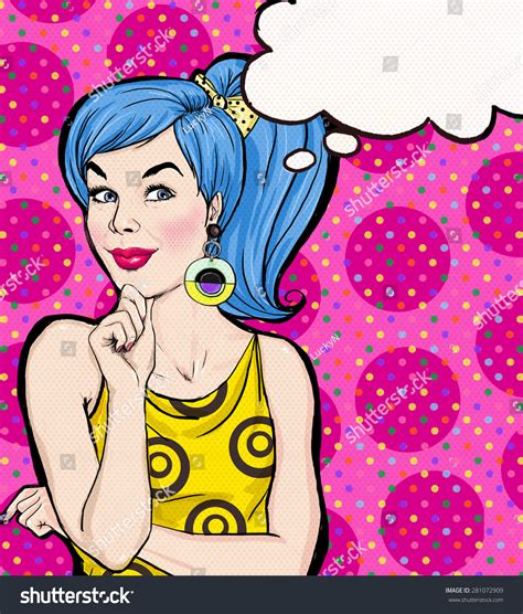 Pop Art Illustration Blue Hair Girl With The Speech Bubblepop Art Girl Party Invitation