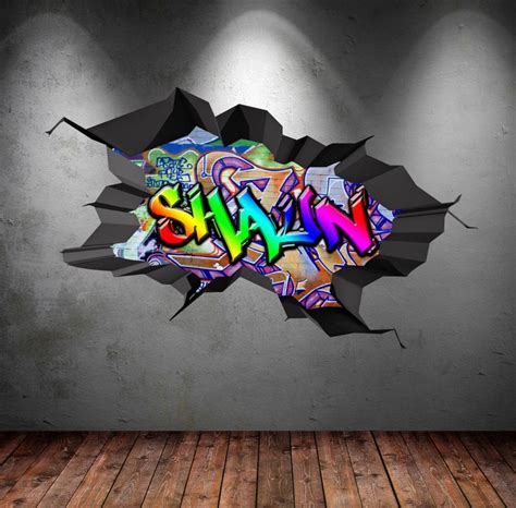 Check spelling or type a new query. Personalised Name Full Colour Graffiti Wall Decals Cracked ...