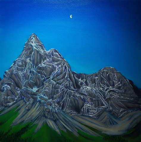 Moon And Mountain Painting By Finns Des Fine Art America