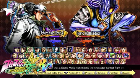 All Characters And Stages Jojos Bizarre Adventure All Star Battle R