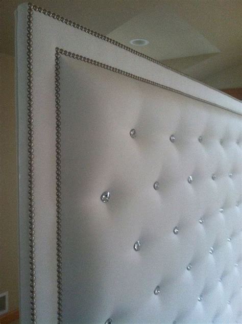 White Faux Leather Crystal Button Tufted By Samanthadanielle Plywood
