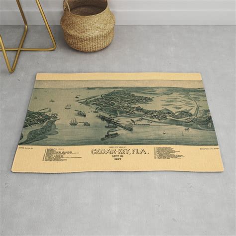 Map Of Cedar Key 1884 Rug By Vintage Maps And Prints Society6