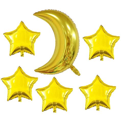 Buy Gold Moon Shaped Foil Mylar Balloons Gold Star Shape Foil Mylar